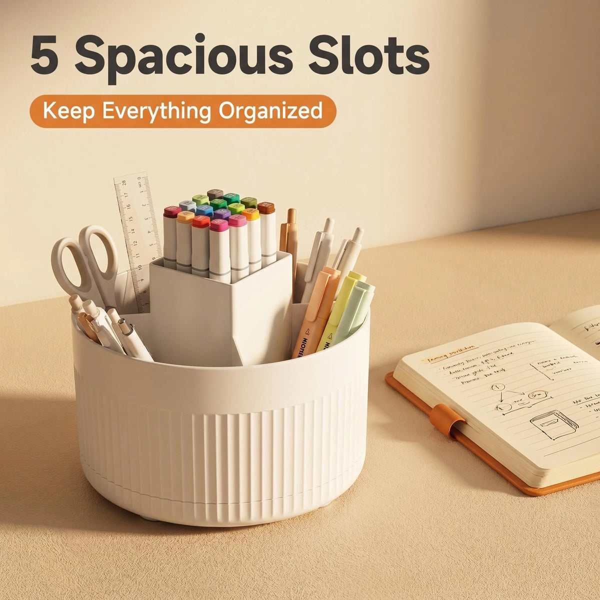 360 Rotating Desk Pen Organizer Large Capacity Holder for Office Storage