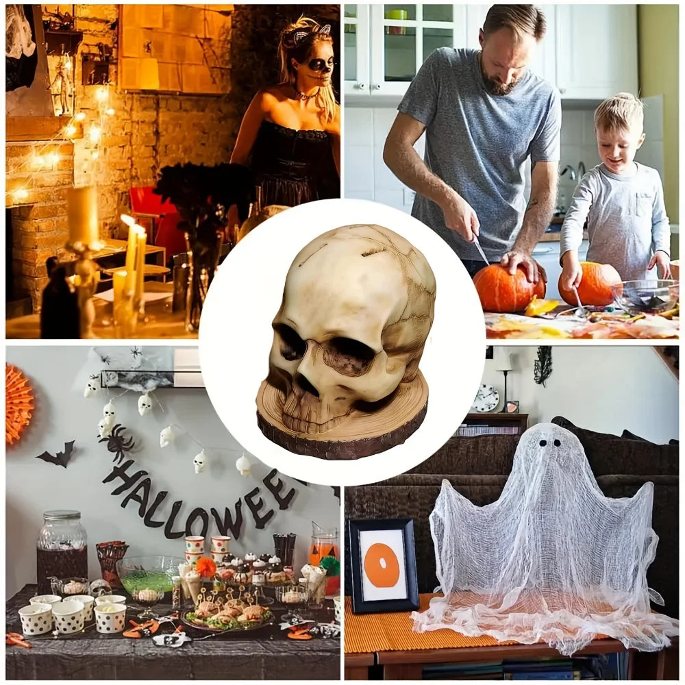 Kitchen Knives Holder Skull Resin Stand Horror Decor Storage Rack