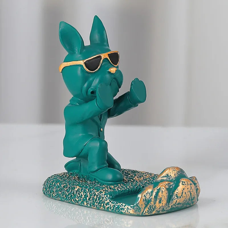 French Bulldog Phone Holder Cute Dog Statue Figurine Home Office Desk Decor