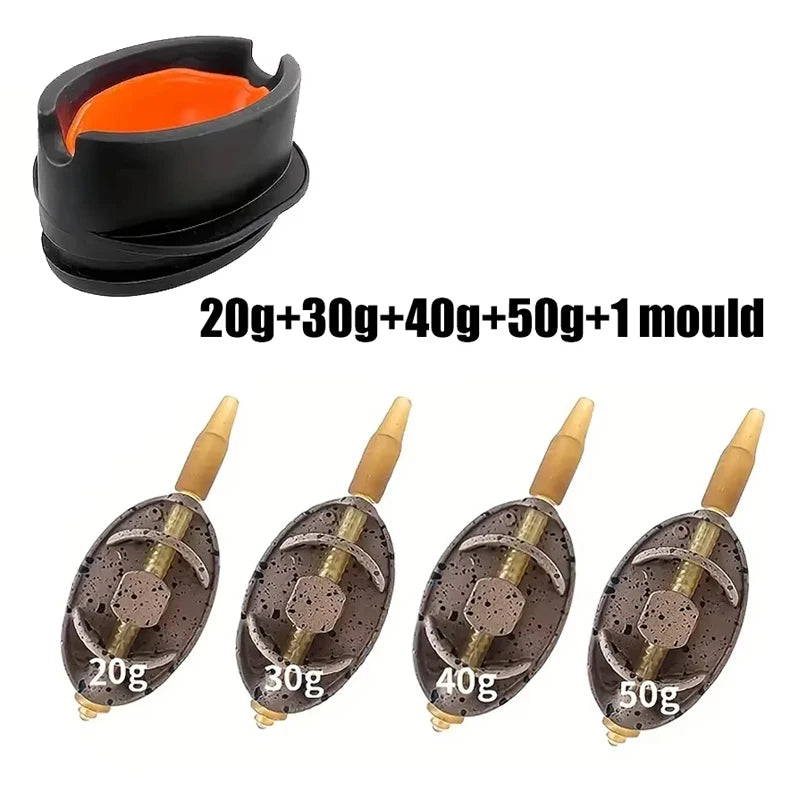 Carp Fishing Method Feeder Kit Quick Release Mould Zinc Alloy Weights Rig Set