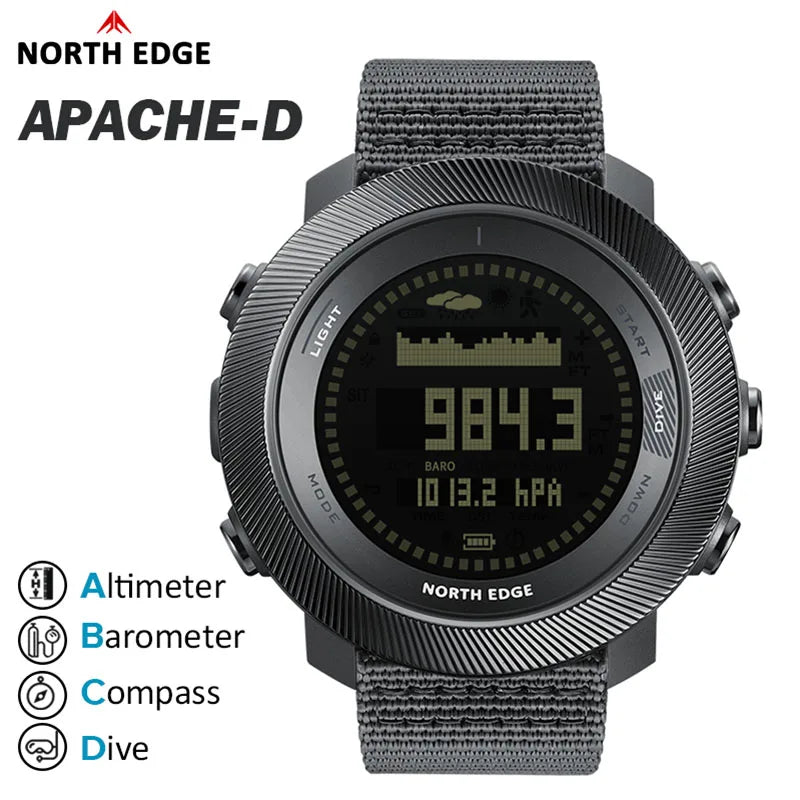 Men's Digital Dive Watch Outdoor Waterproof 100M North Edg Apache-D Sport