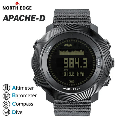 Men's Digital Dive Watch Outdoor Waterproof 100M North Edg Apache-D Sport