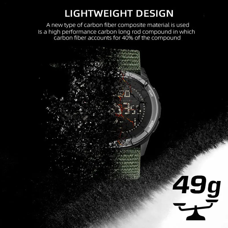 NORTH EDGE ALPS Men's Digital Carbon fiber Watch Shock Militray Sports Super Light Outdoor Compass Waterproof 50M Wristwatches-EXPROTAS