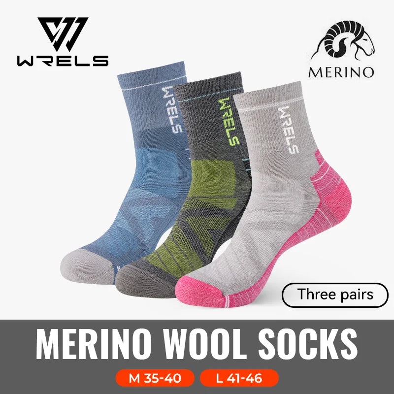 3 Pairs Merino Wool Socks Thermal Thick Hiking Socks for Men & Women