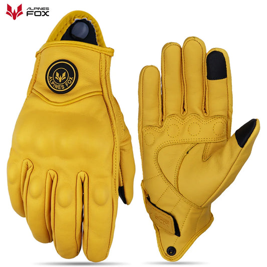 Vintage Goatskin Motorcycle Gloves Men Retro Leather Summer Riding M–XXL