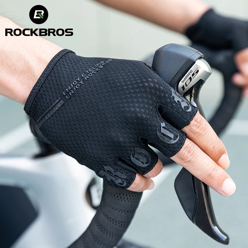 ROCKBROS Cycling Gloves Half-Finger Shockproof Breathable High-Elastic Summer Bike Gloves
