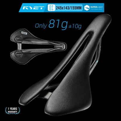 RYET Full Carbon Bike Saddle 81g 87g 7x9mm Carbon Rails Road MTB Gravel