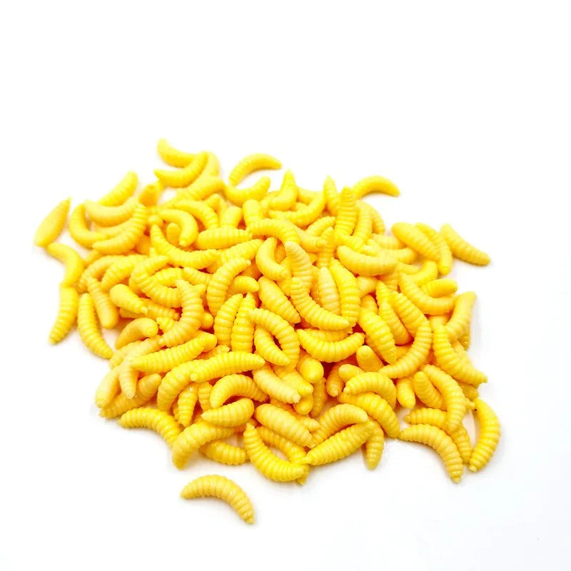100Pcs Grub Soft Fishing Lures Silicone Worm Bait 2cm 0.3g Artificial
