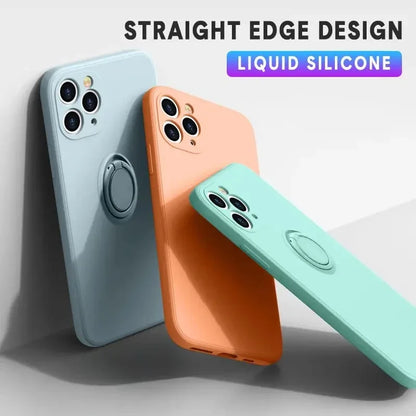 Magnetic Ring Silicone Phone Case for iPhone 11-17 Pro Max Plus Mini XR
