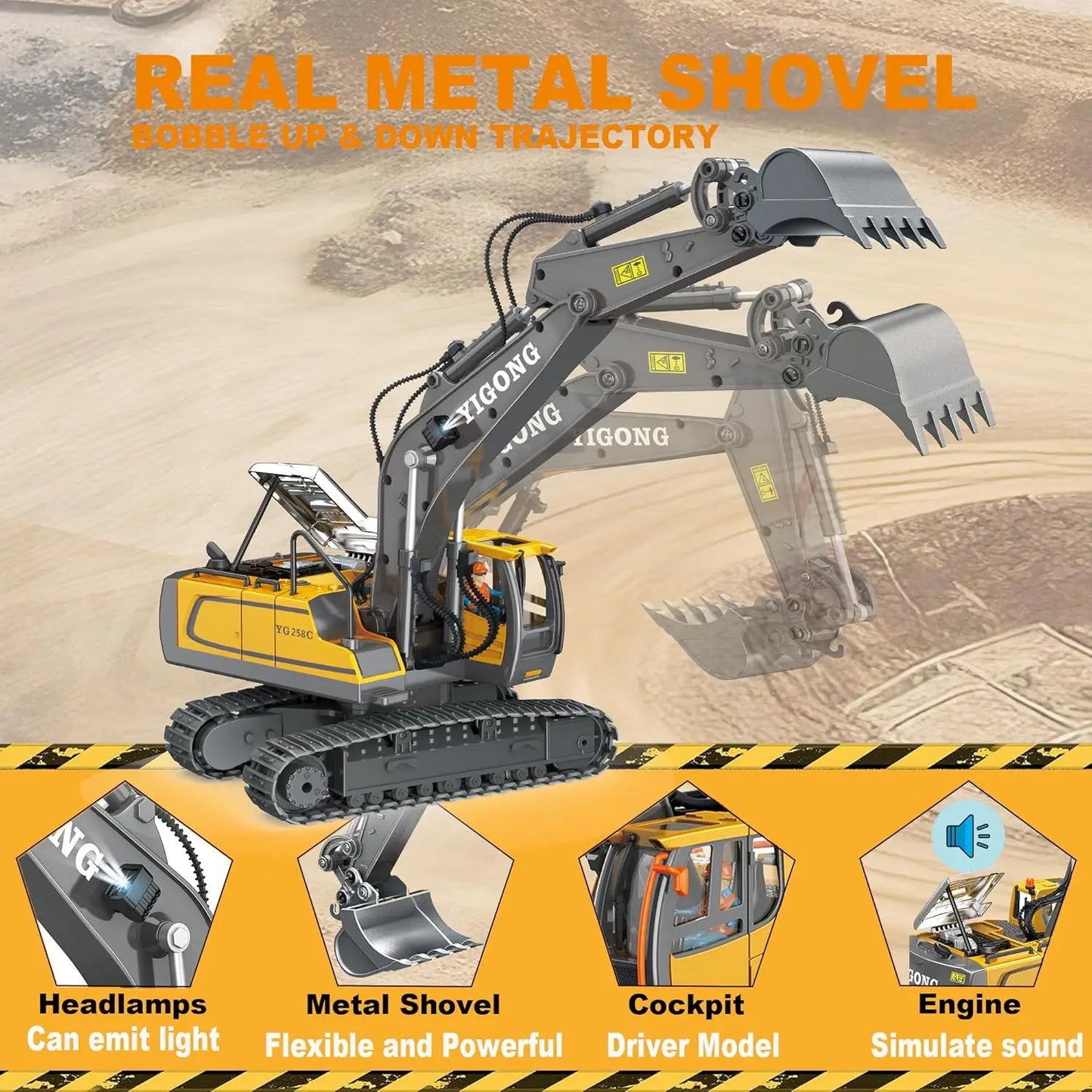 4WD RC Remote Control Excavator Truck Crawler Bulldozer Toy Vehicle
