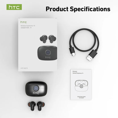 HTC NE79 Wireless Bluetooth Earbuds TWS 6.0 AI Translation 135 Languages Black