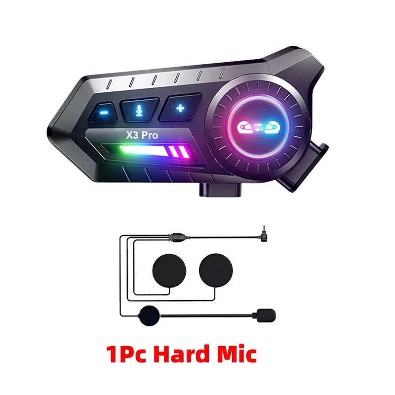 Motorcycle Helmet Bluetooth Headset X3 Pro 1000m 2-Rider Intercom IPX6