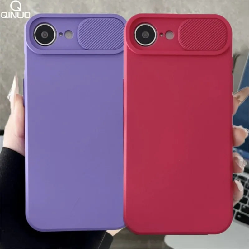 iPhone 11-16E Pro Max Plus Mini TPU Case Slide Camera Cover Shockproof Soft