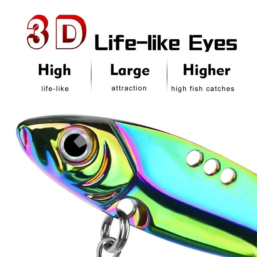 5Pcs Metal Vib Blade Fishing Lures Sinking Spinner Baits for Pike Bass Perch