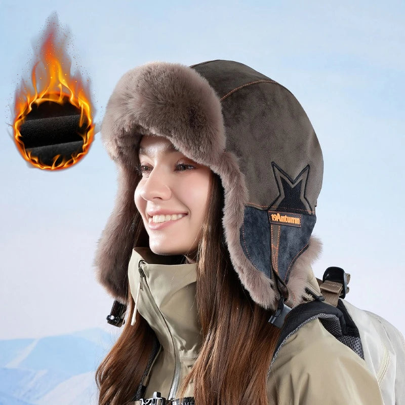 1pc Winter Warm Trapper Hat Russian Ski Cap for Men Aviator Ear Flap