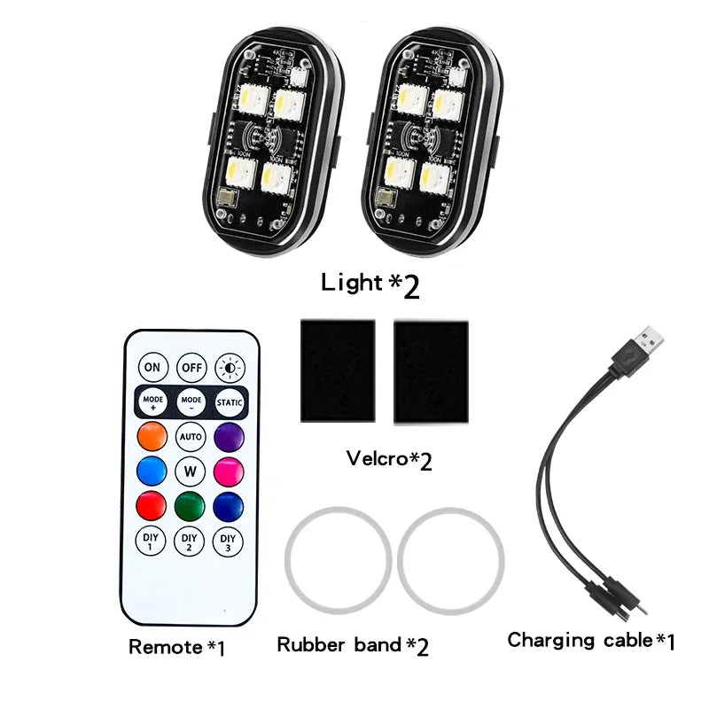 Wireless LED Strobe Lights for Motorcycle with USB Charging