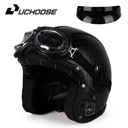 Uchoose Retro Motorcycle Helmet Open Face Chopper ABS Material Vintage