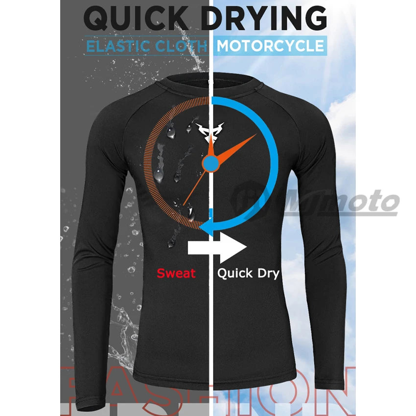 Quick Dry Motorcycle Base Layer Set MOTOCENTRIC Mens Tops Pants Long Johns