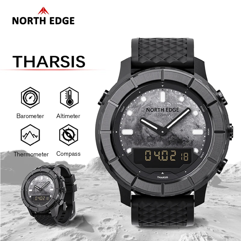 North Edge Digital Watch 50M Waterproof Altimeter Compass for Men