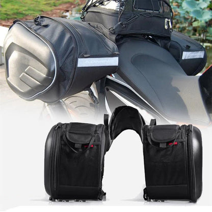 Motorcycle Saddle Bag Waterproof Riding Travel Bag with Rain Cover One Pair Short Eye-Catching Design for Motorbike Helmet