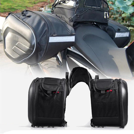 Motorcycle Saddle Bag Waterproof Riding Travel Bag with Rain Cover One Pair Short Eye-Catching Design for Motorbike Helmet