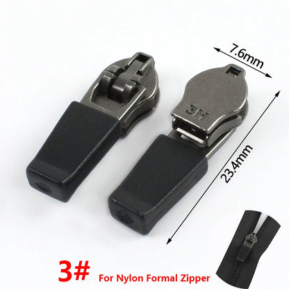 10/20/50Pcs 3# 5# Nylon Zipper Slider Formal/Reverse Zippers Head Resin Zip Tent Invisible Zips Pull Repair Kit Sewing Accessory