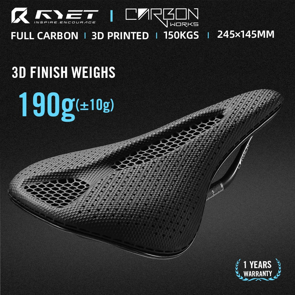 RYET 3D Carbon Saddle | 145/155mm MTB Triathlon Seat Lightweight 130g Oval