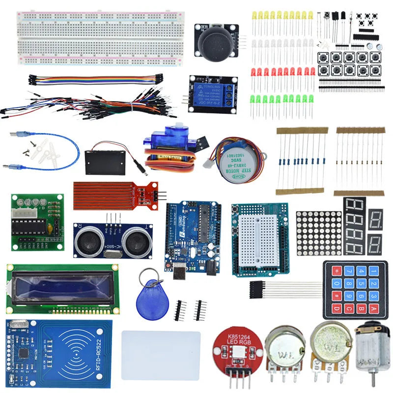 Starter Kit for Arduino Uno R3 - Uno R3 Breadboard and holder Step Motor / Servo /1602 LCD / jumper Wire/ UNO R3-EXPROTAS