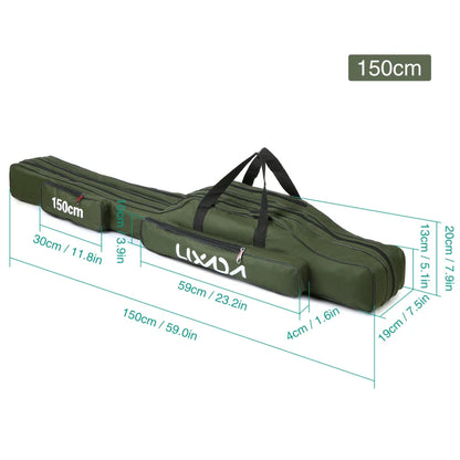 Lixada 3-Layer Fishing Rod Bag 90/120/150cm Folding Pole Reel Tackle Case