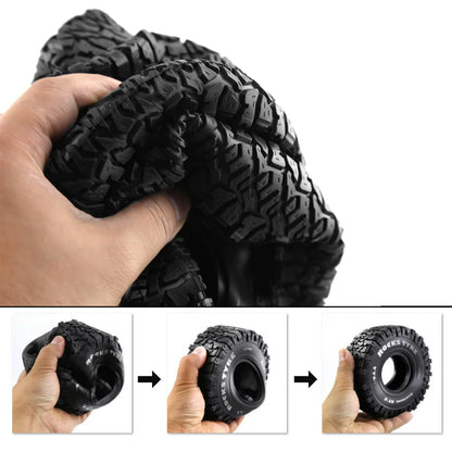 4PCS 1.9 Inch Beadlock Wheel Rims & Rubber Tire for 1/10 RC Rock Crawler Axial SCX10 RR10 AX10 Wraith 90048 90018 KM2-EXPROTAS