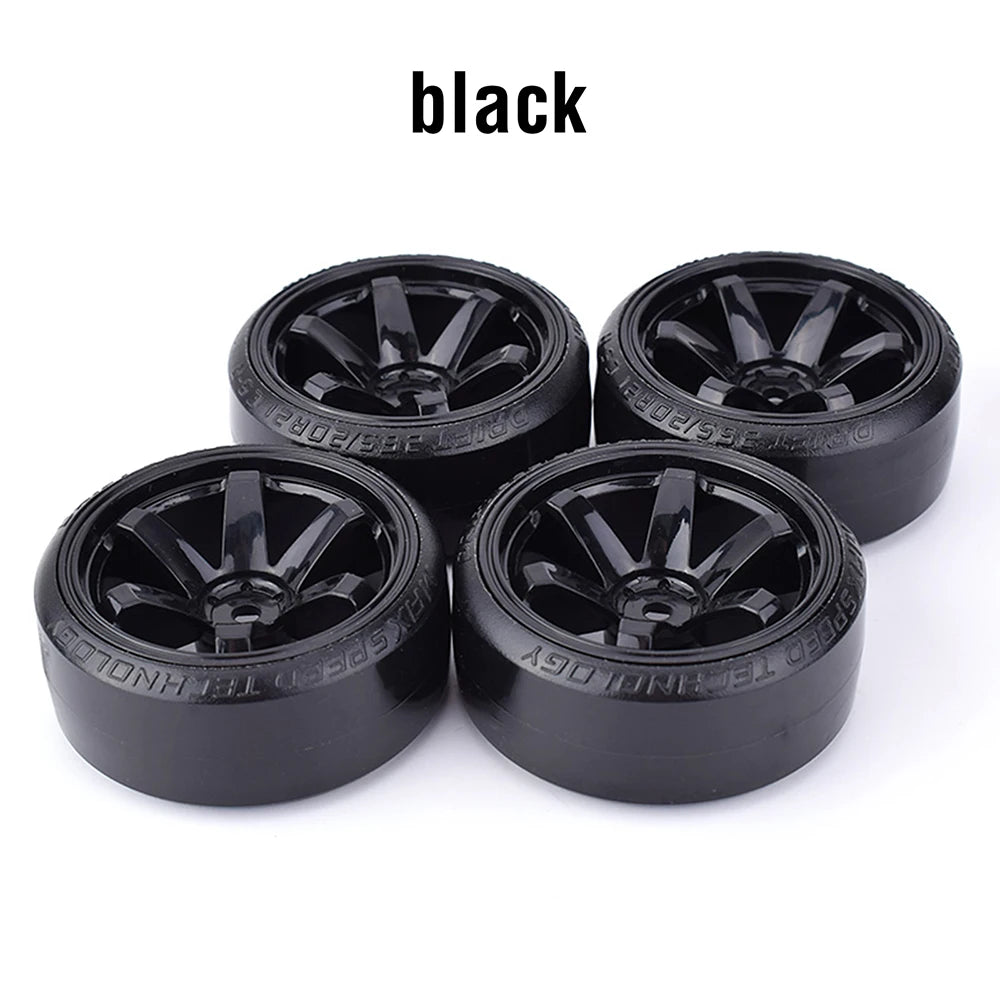 4pcs 1/10 RC Drift Tires Wheels Set Hard Tread 12mm Hex for HPI HSP - EXPROTAS