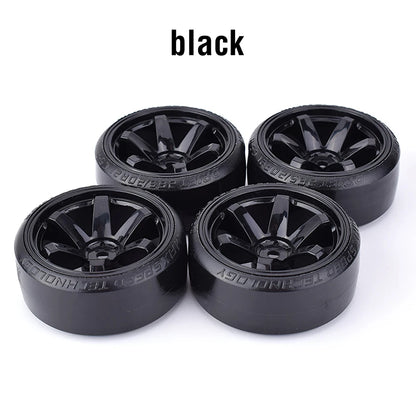 4pcs 1/10 RC Drift Tires Wheels Set Hard Tread 12mm Hex for HPI HSP - EXPROTAS