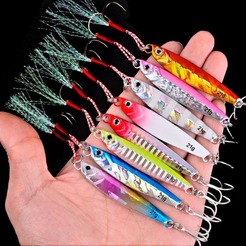 3/5/8pcs Metal Jig Fishing Lure Set 7g-40g Sea Shore Casting Saltwater