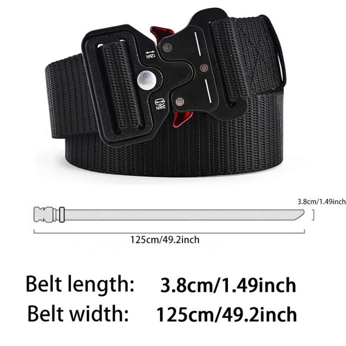 Men's Buckle Tactical Belt Red Ears Plastic Multifunctional Military Canvas