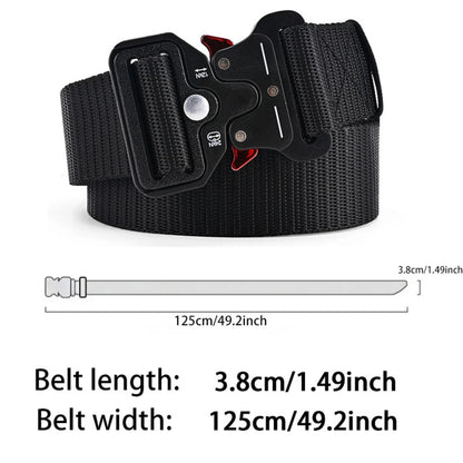 Men's Buckle Tactical Belt Red Ears Plastic Multifunctional Military Canvas