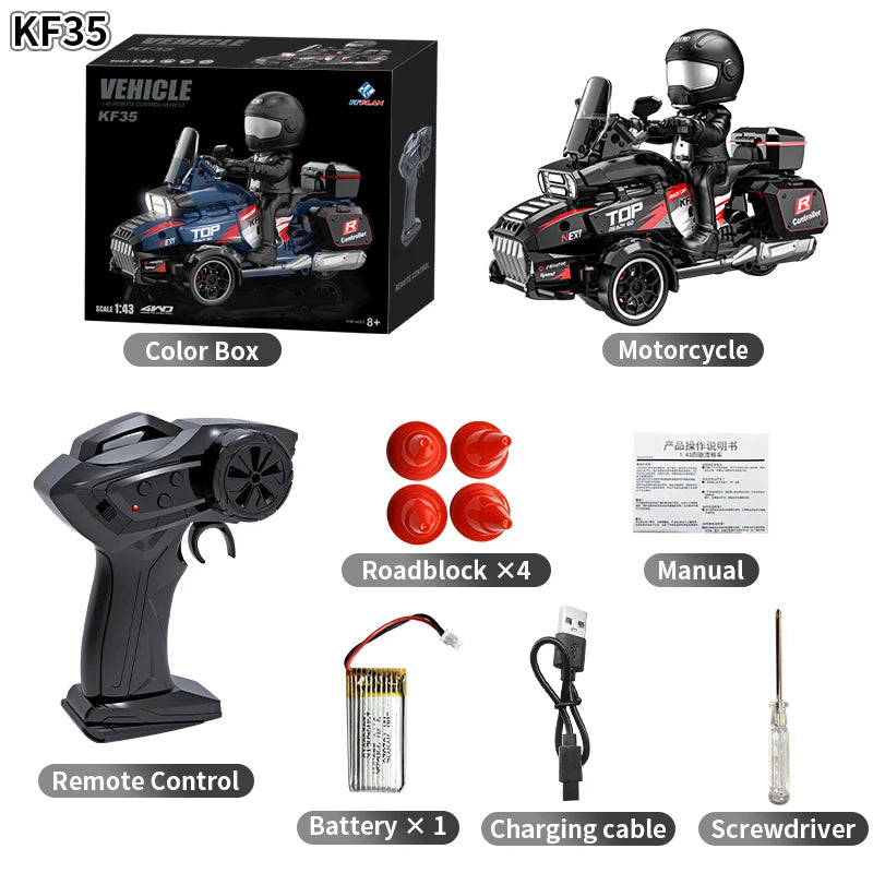 LED Lights RC Motorcycle 3.7V Remote Control Car for Kids 30M Range