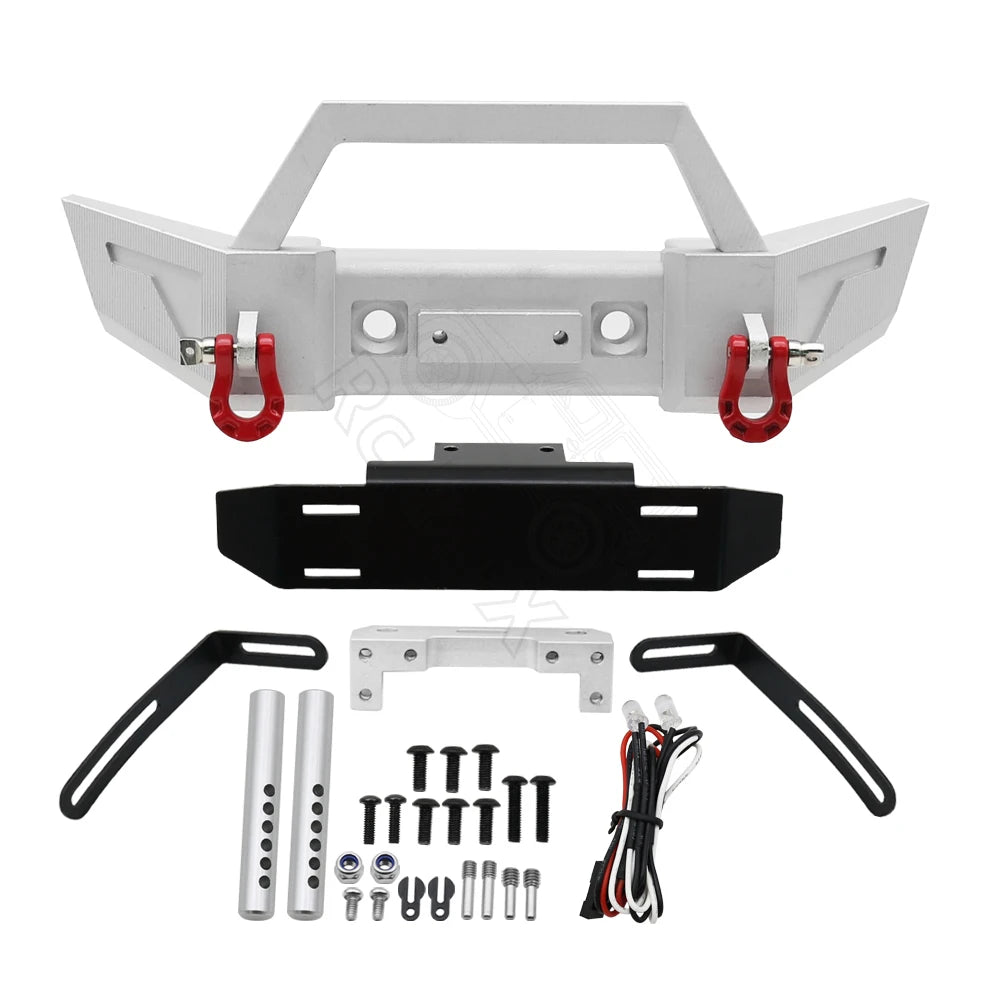 1/10 RC Crawler Metal Front & Rear Bumper Set w/ LED for Axial SCX10 III - EXPROTAS