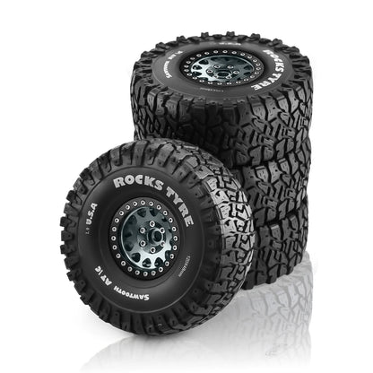 4PCS 1.9 Inch Beadlock Wheel Rims & Rubber Tire for 1/10 RC Rock Crawler Axial SCX10 RR10 AX10 Wraith 90048 90018 KM2-EXPROTAS