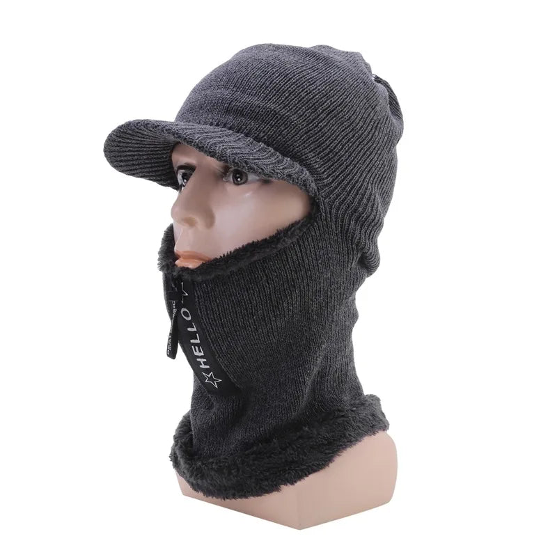 Men's Outdoor Ear Protection Warm Wool Hat Knitted Winter Cap Windproof