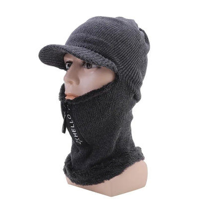Men's Outdoor Ear Protection Warm Wool Hat Knitted Winter Cap Windproof