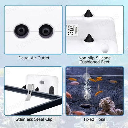 Oxygen Pump USB Rechargeable Portable Air Pump for Fish Tank Aquarium 6000mAh