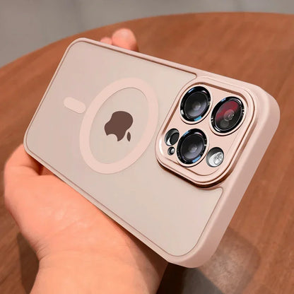 Matte Frosted MagSafe Case for iPhone 11-15 Pro Max Plus Lens Protection