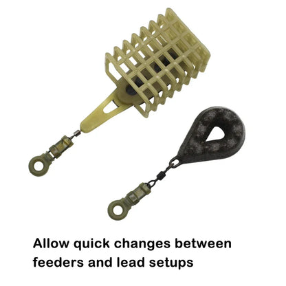 10 Sets Carp Fishing Rig Rings Clips Quick Change Swivel Links Tackle Kit