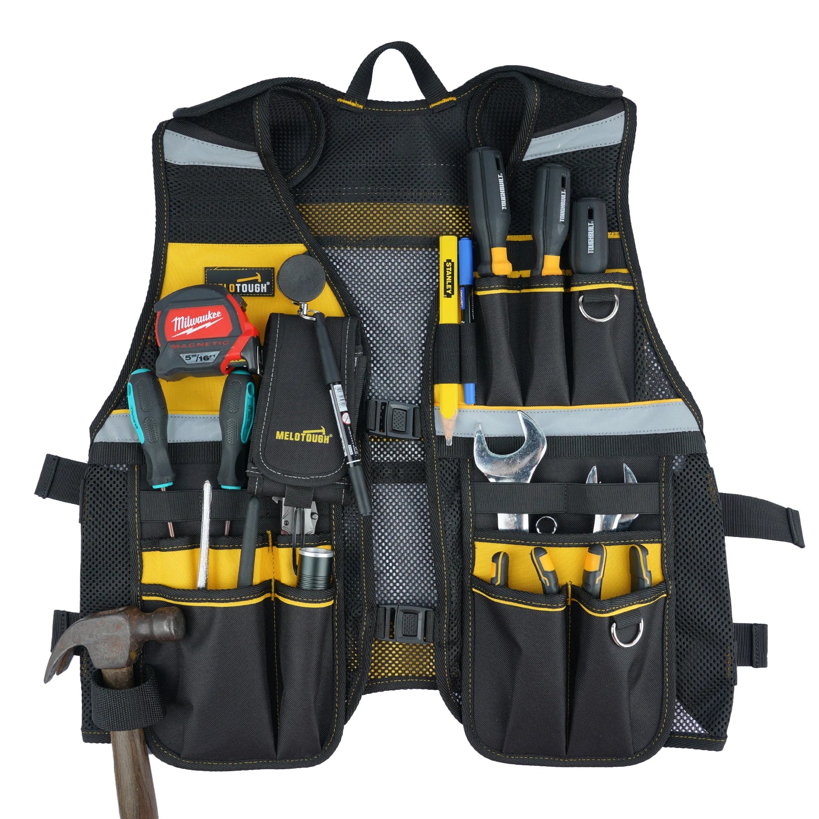 MELOTOUGH Tool Vest Reflective Safety Tool Vest with Removable Phone Holder for Electrician,Carpenter,Construction-EXPROTAS