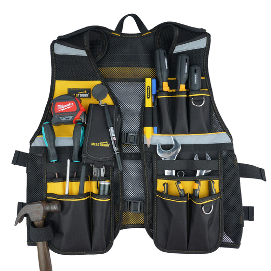MELOTOUGH Tool Vest Reflective Safety Tool Vest with Removable Phone Holder for Electrician,Carpenter,Construction-EXPROTAS