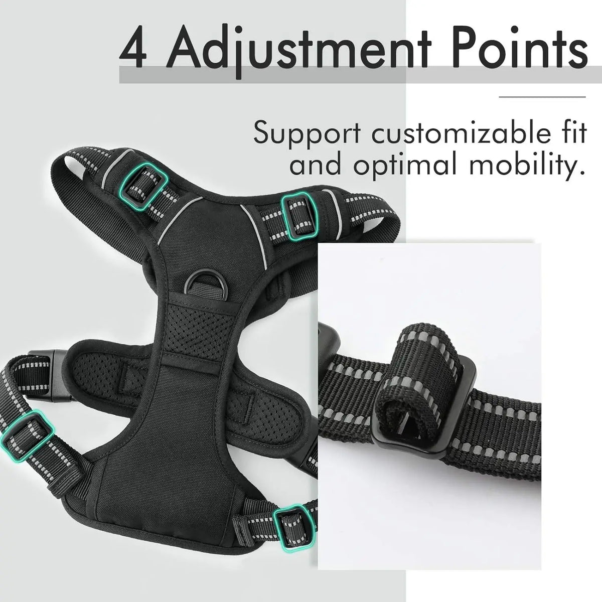 No Pull Dog Harness Adjustable Reflective Padded Handle for Large Dogs