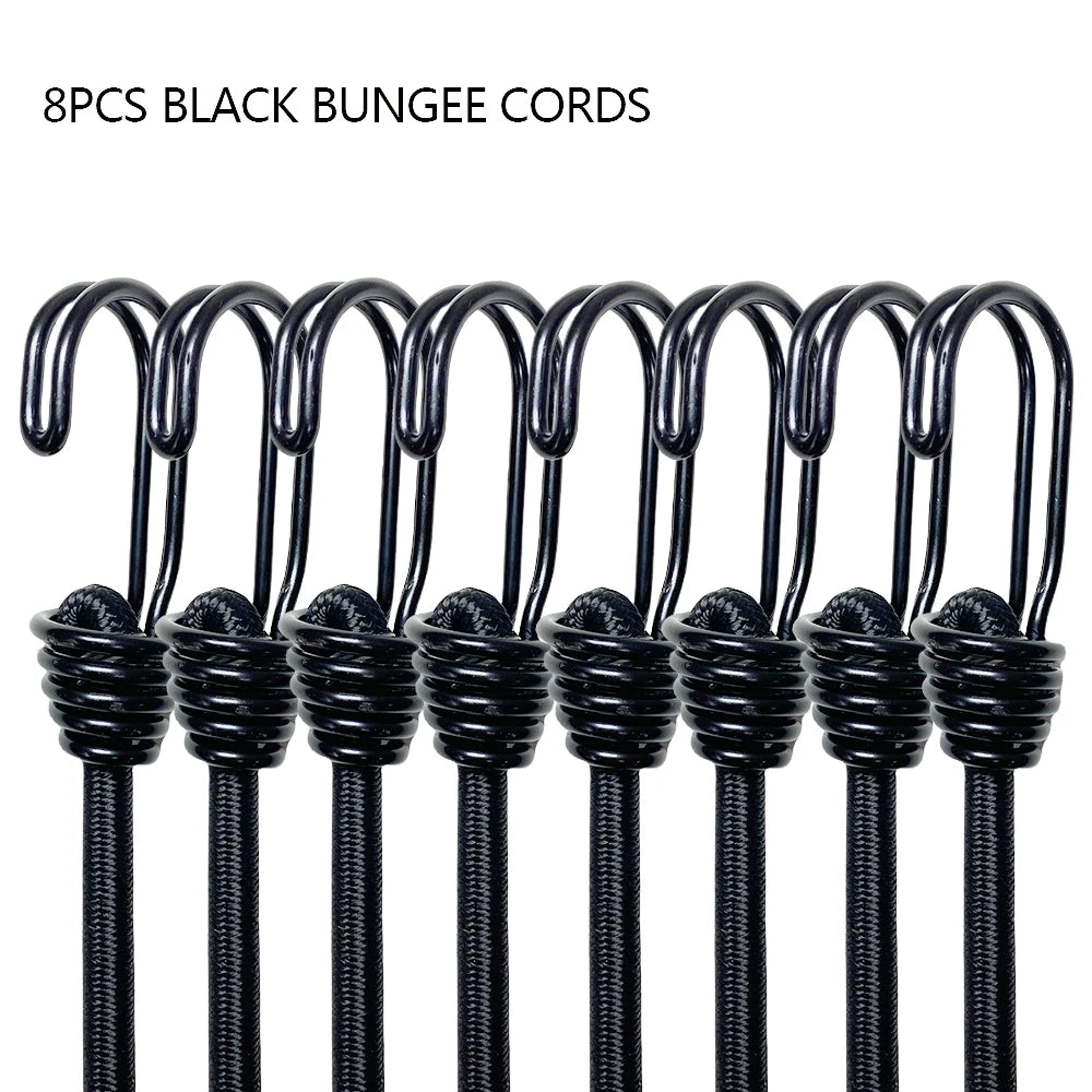 8Pcs 60cm Elastic Straps Bungee Cords with Hooks for Luggage Car Bike