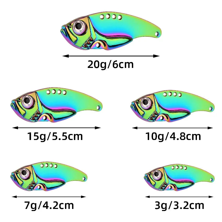 3Pcs 3D Metal Cicada Vib Fishing Lures 3g 7g 10g 15g 20g Vibrations Spoon Lure Hard Bait Bass Isca Crankbait Wobbler Spinner