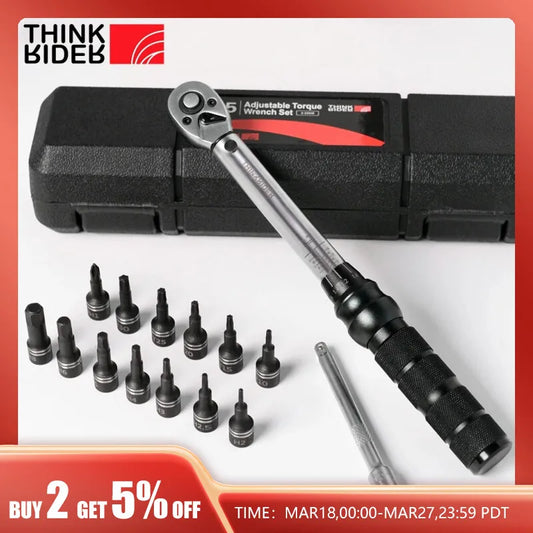 ThinkRider Professional NL-15 PRO Bicycle Bike Torque Wrench 2-20N·m Allen Key Tool Socket Spanner Set Kit-EXPROTAS