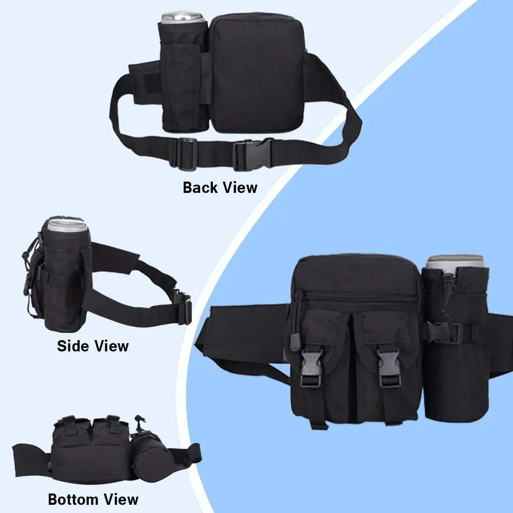 Outdoor Fanny Pack Waist Bag with Bottle Holder for Camping Hiking Hunting EDC